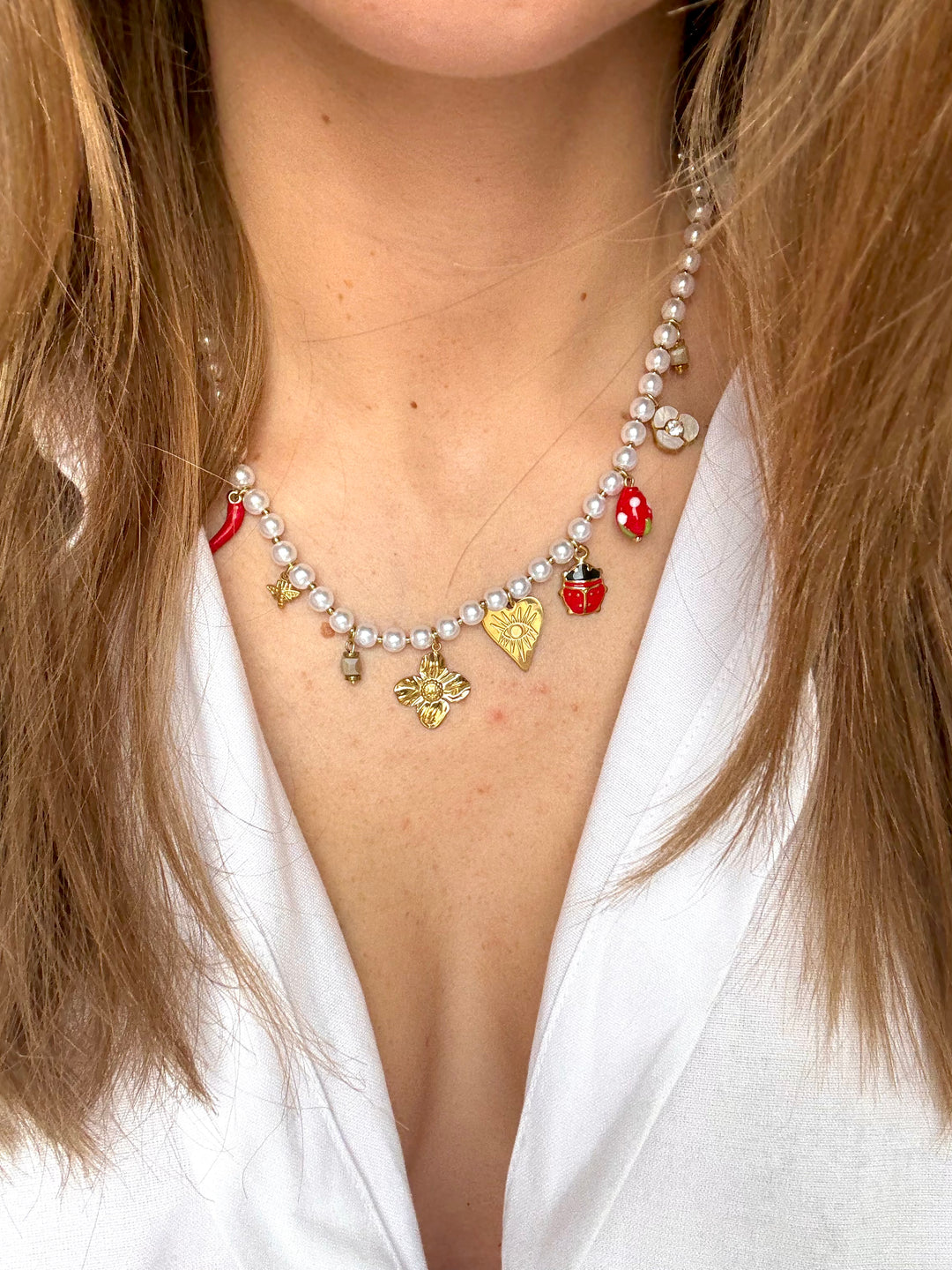 Pearl ladybug necklace