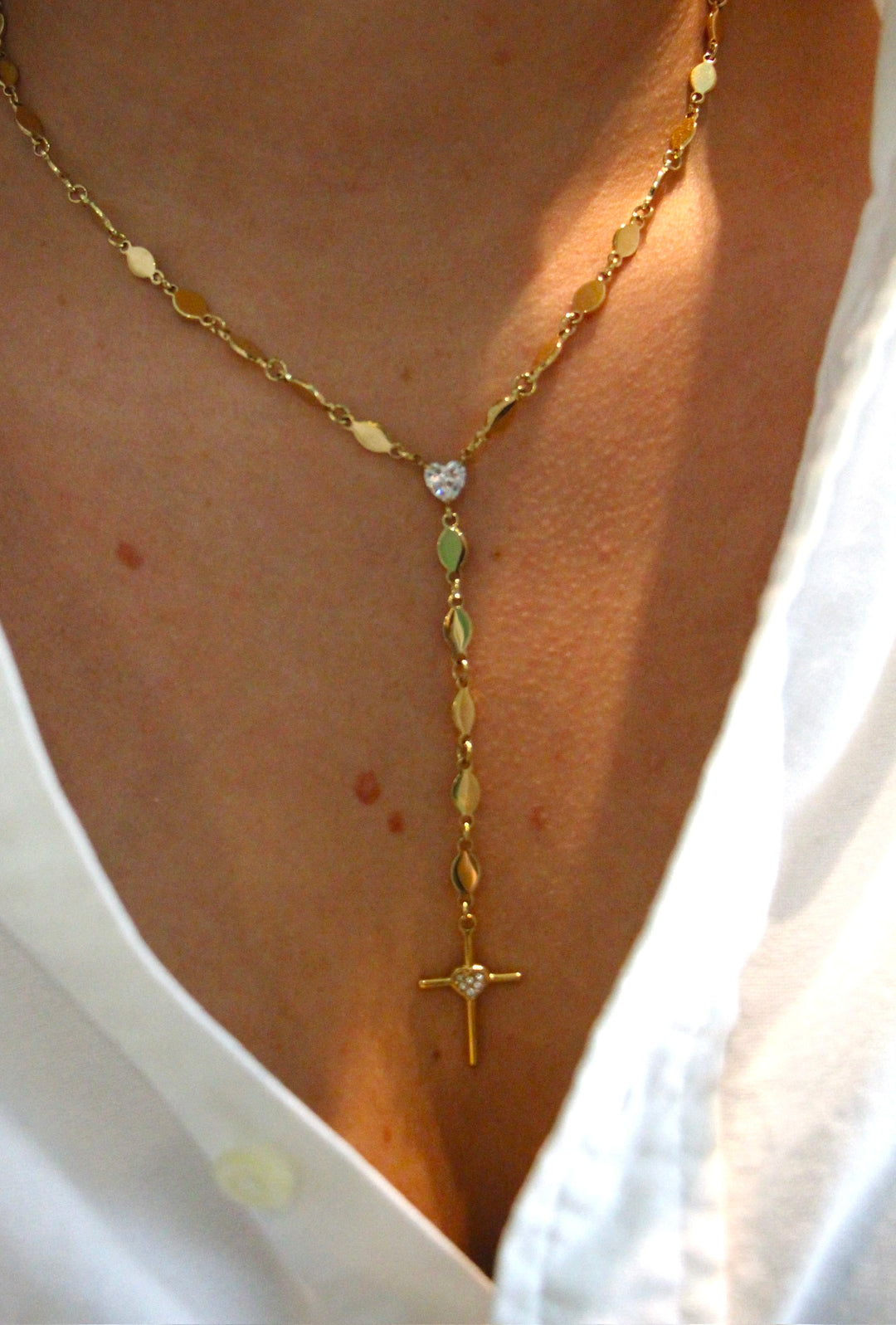 Long Heart Diamond Cross