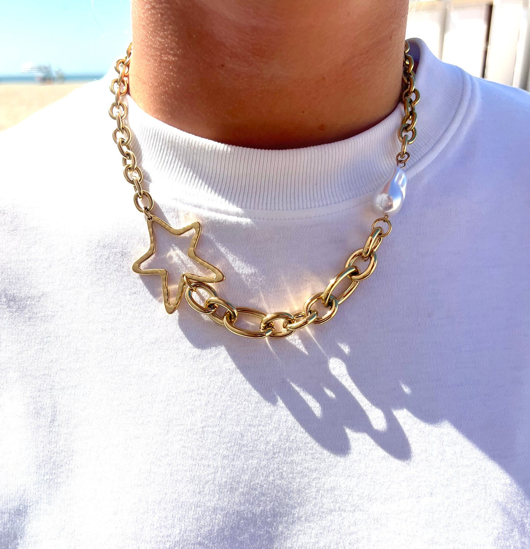 Gold Star Pearl Chain
