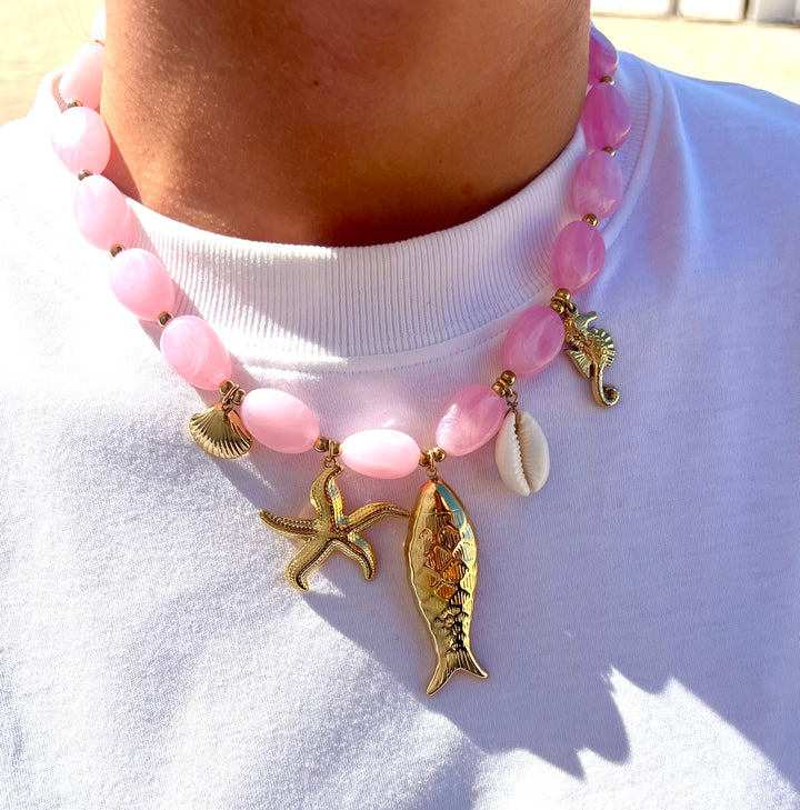 Pink Shell Fishie Necklace