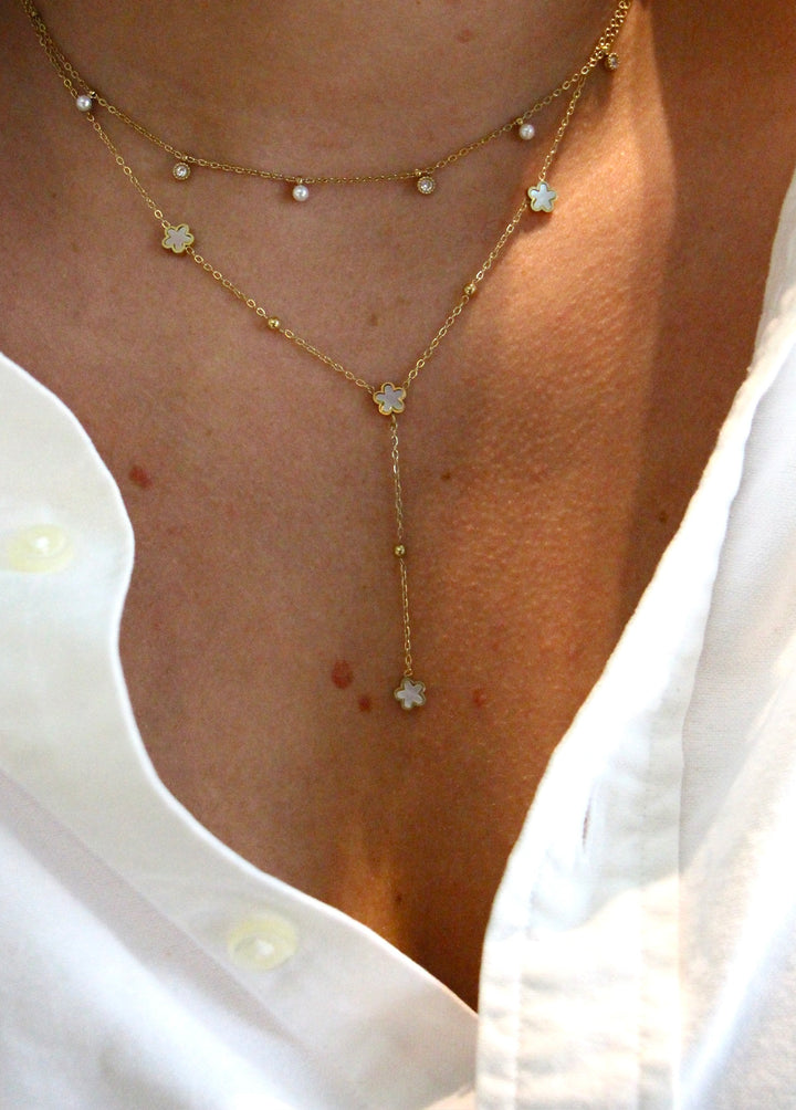Pearl Diamond Dot Necklace