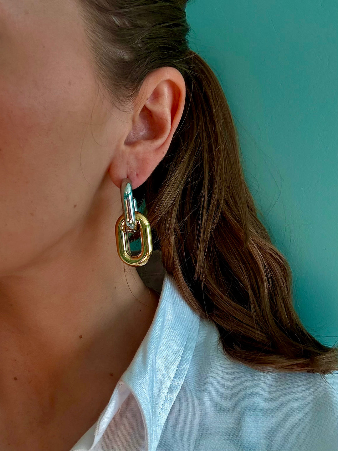 Silver Gold Lock Earrings