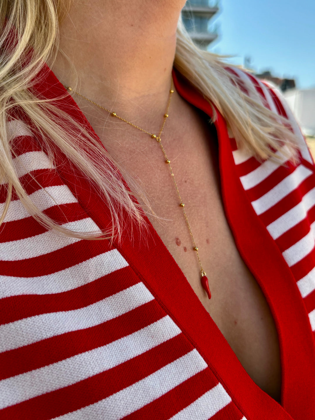 Long Pepper Drop Necklace
