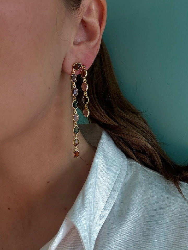 Double Gemstone Earrings
