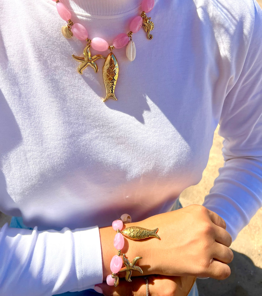 Pink Shell Fishie Necklace