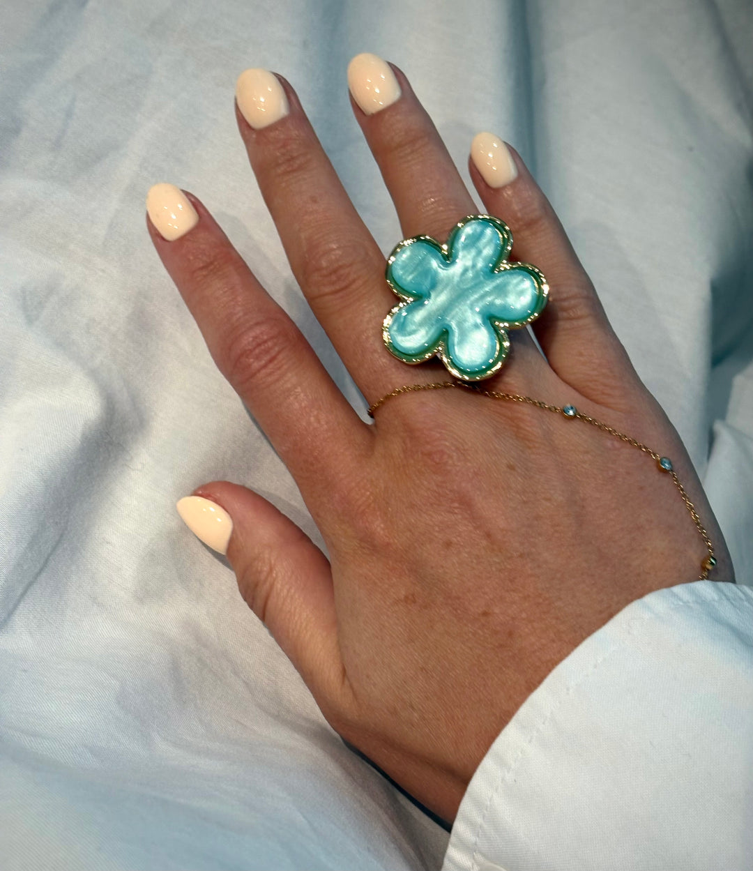 Big Turquoise Flower Ring