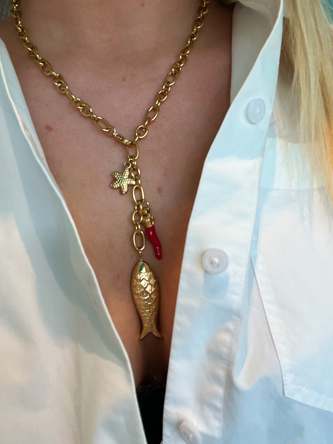 Chunky Long Fish Necklace