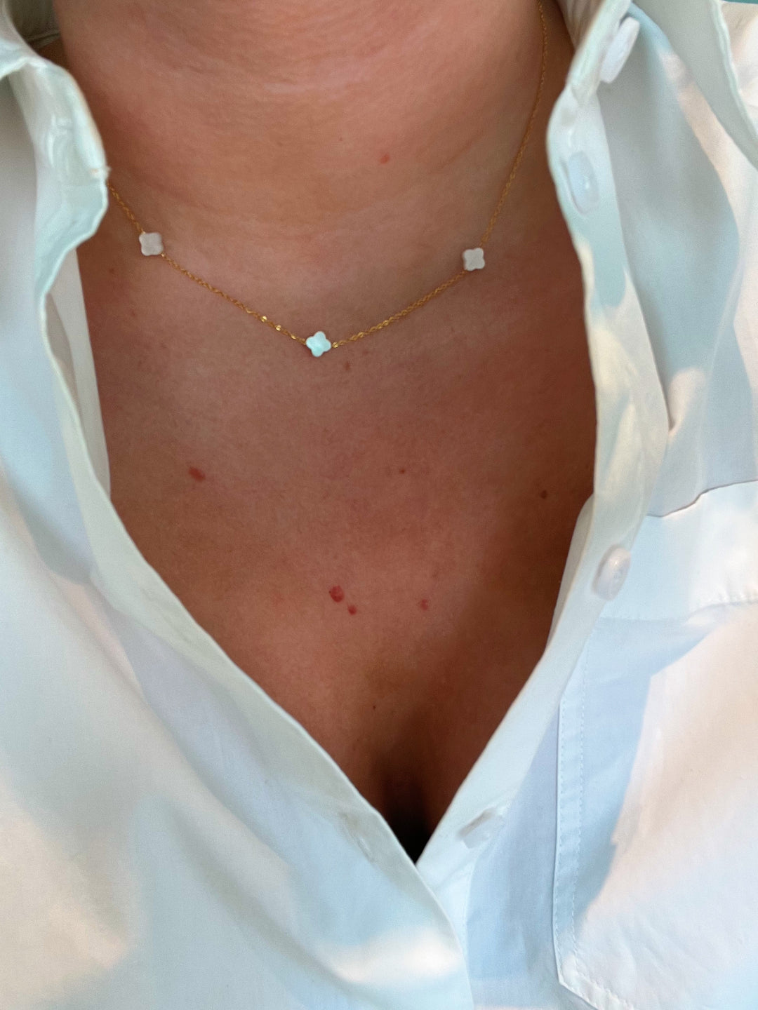 Triple White Clover Necklace