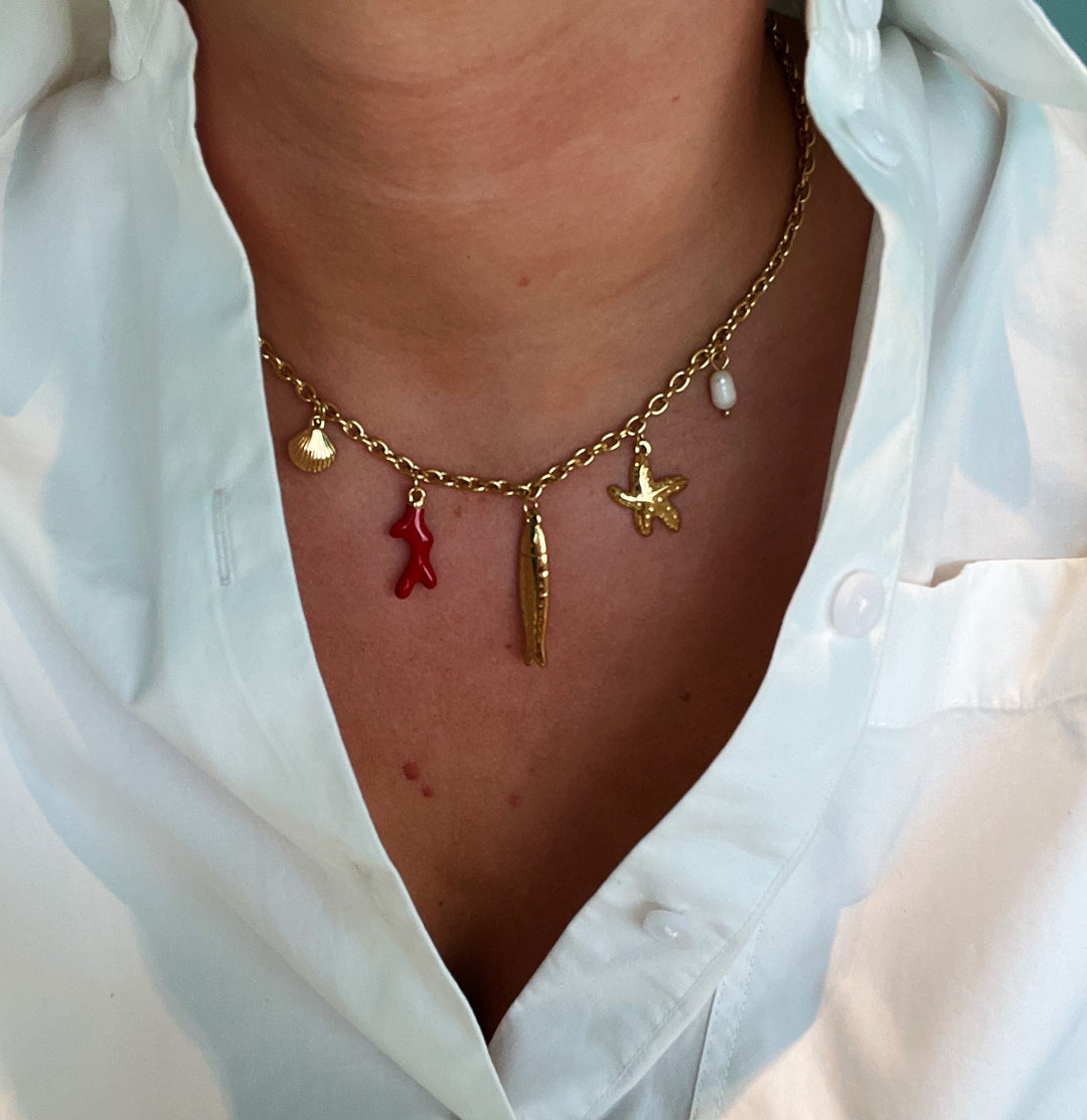 Fishie Red Pepper Chain Necklace