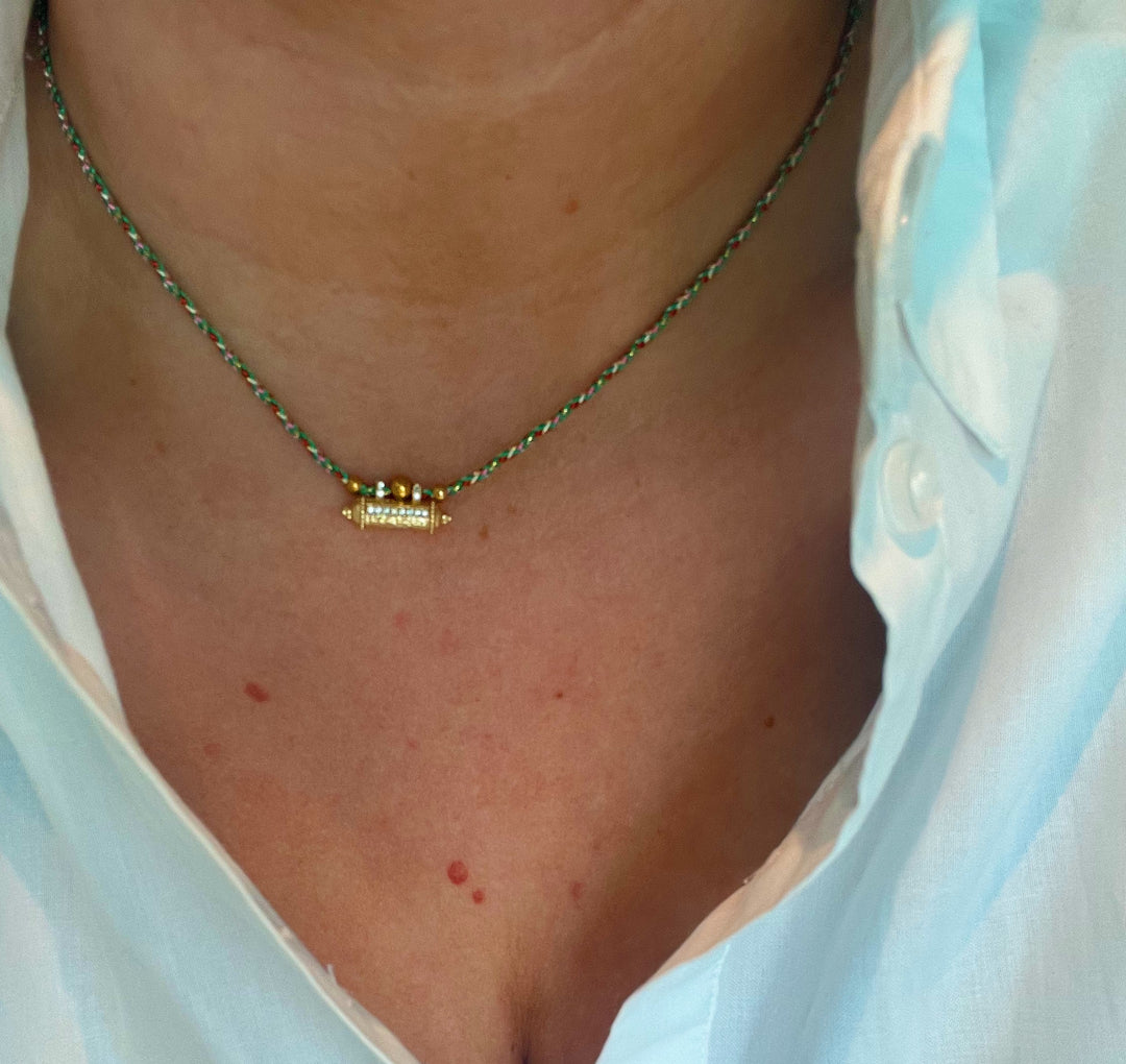 Multi Green Cord Necklace