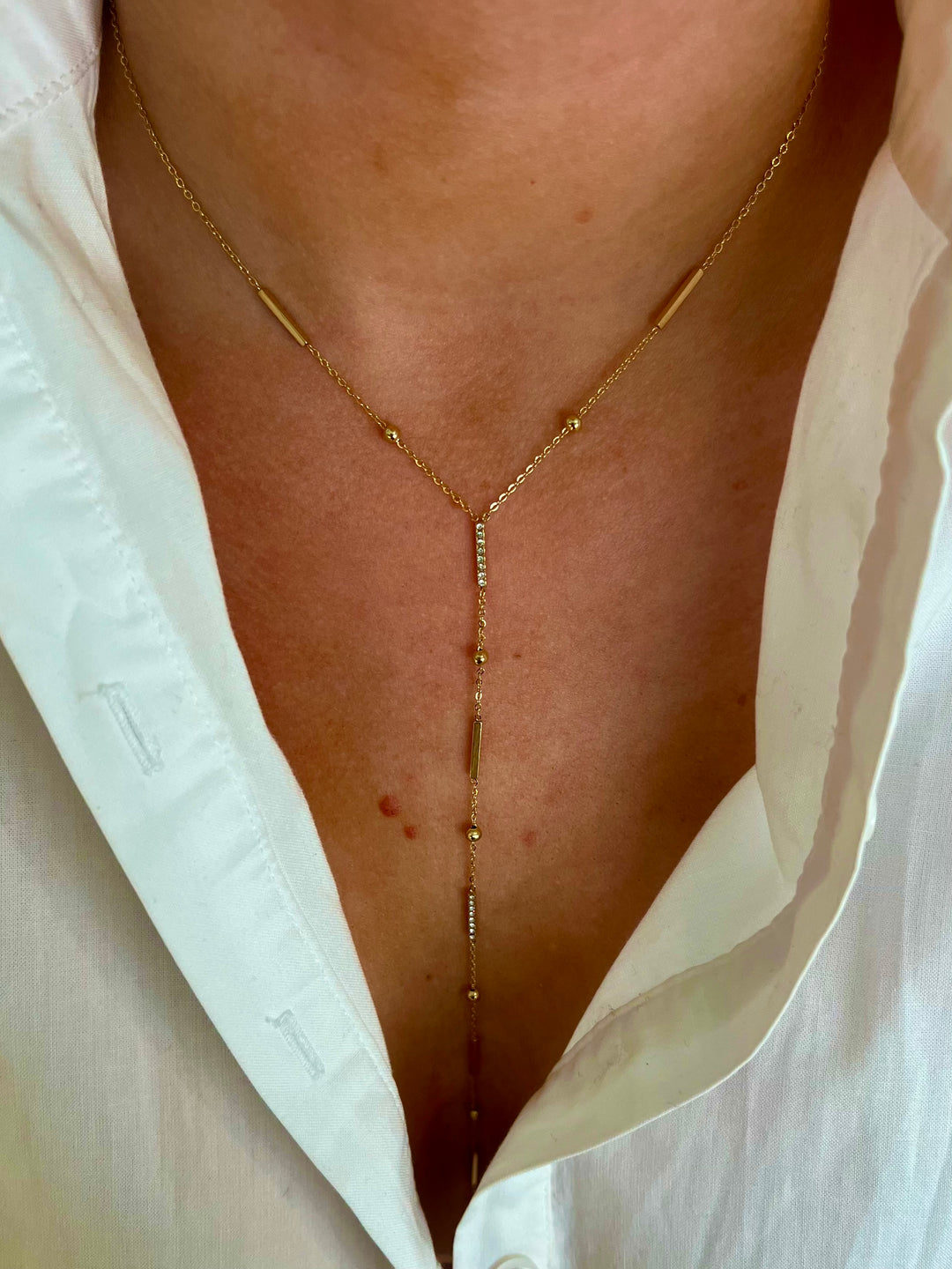 Long Diamond Bar Necklace