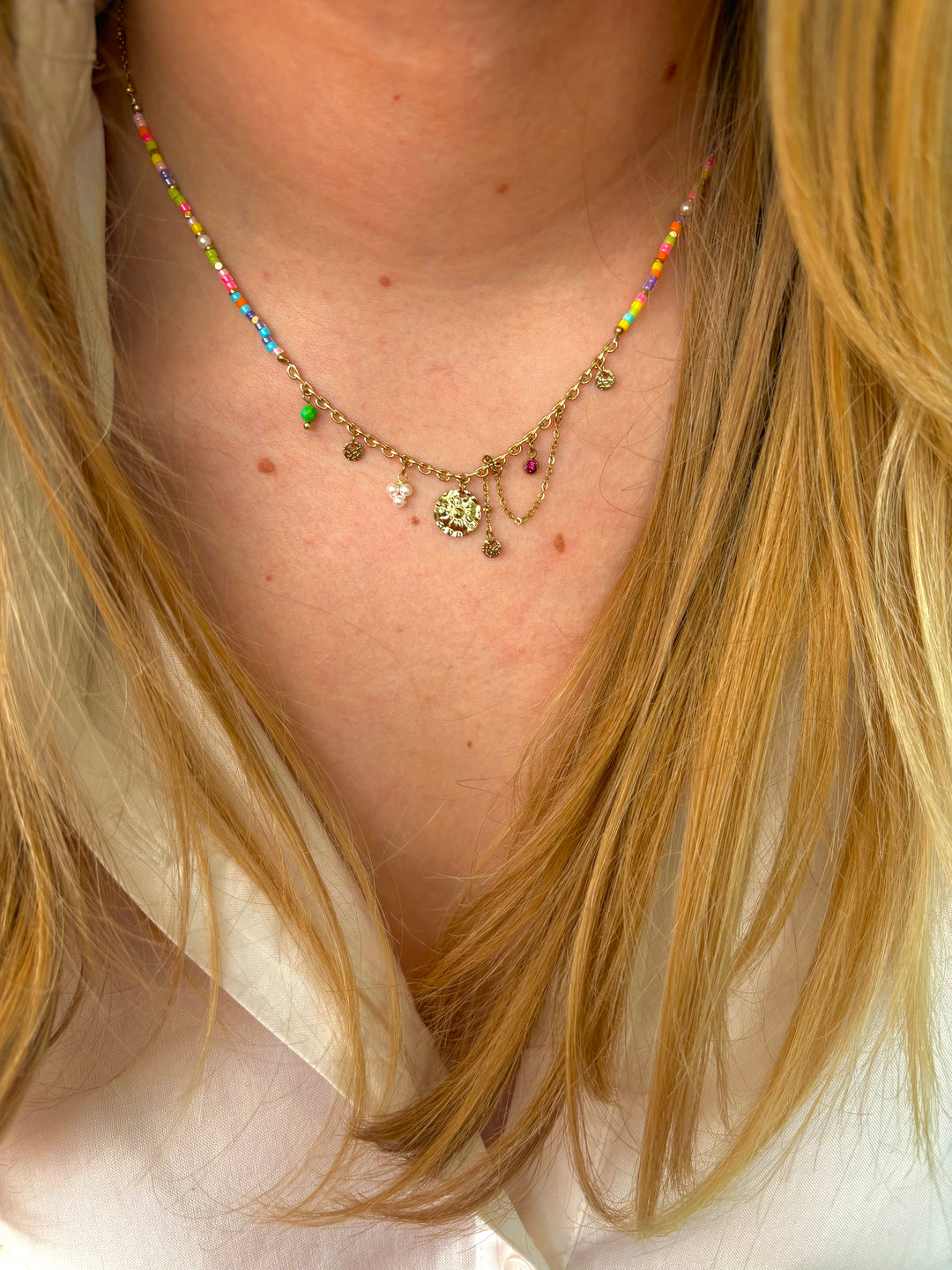 Multi Colour Drop Chain Necklace