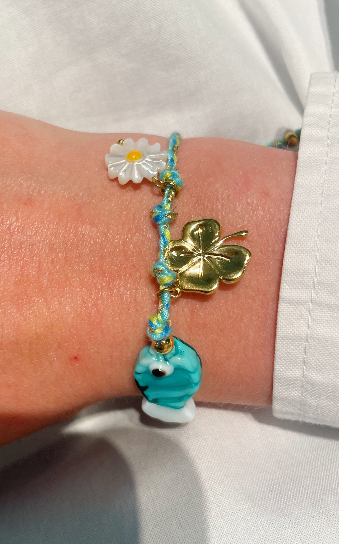 Aqua Fishie Cord Bracelet