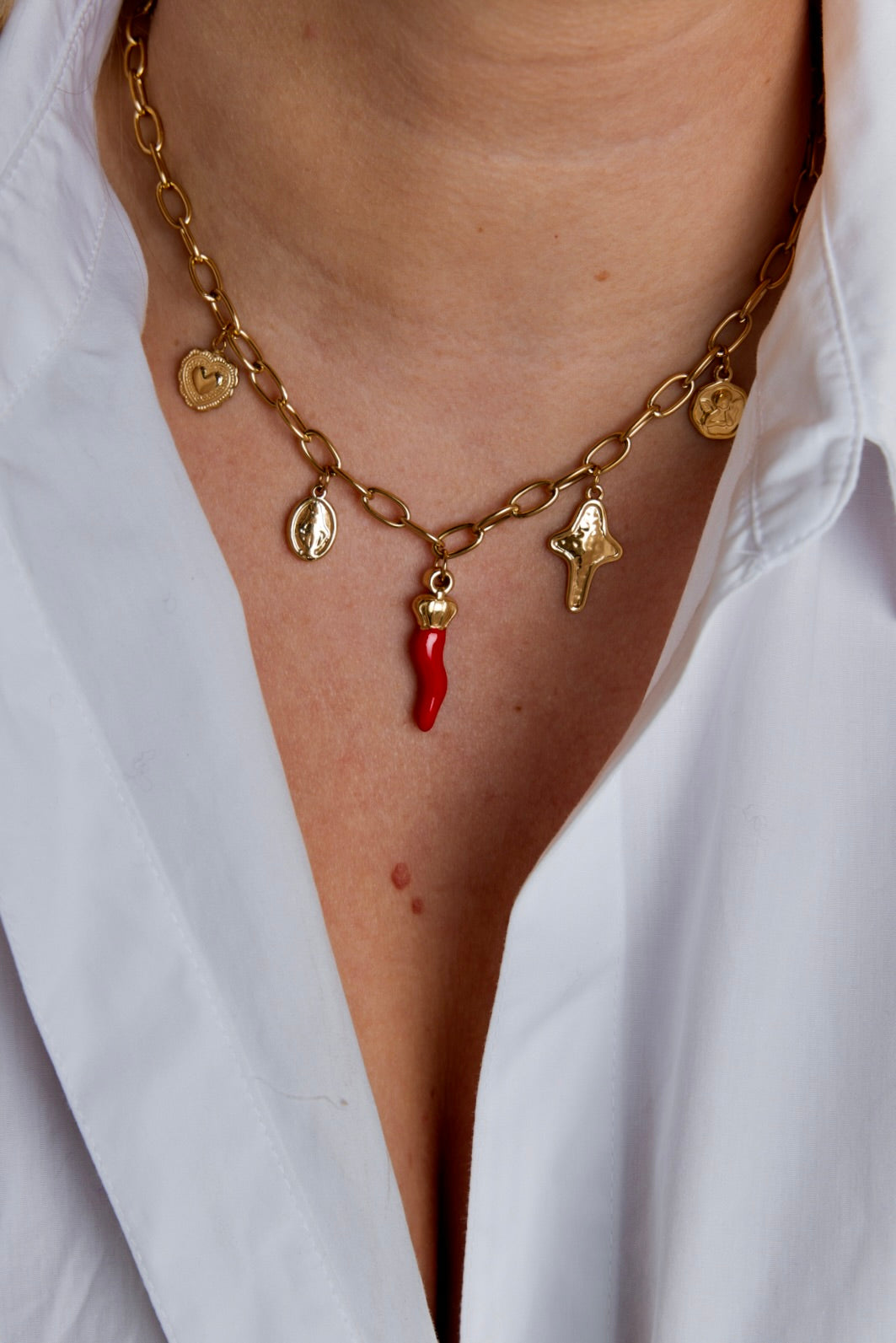Red Cornicello Chain Necklace
