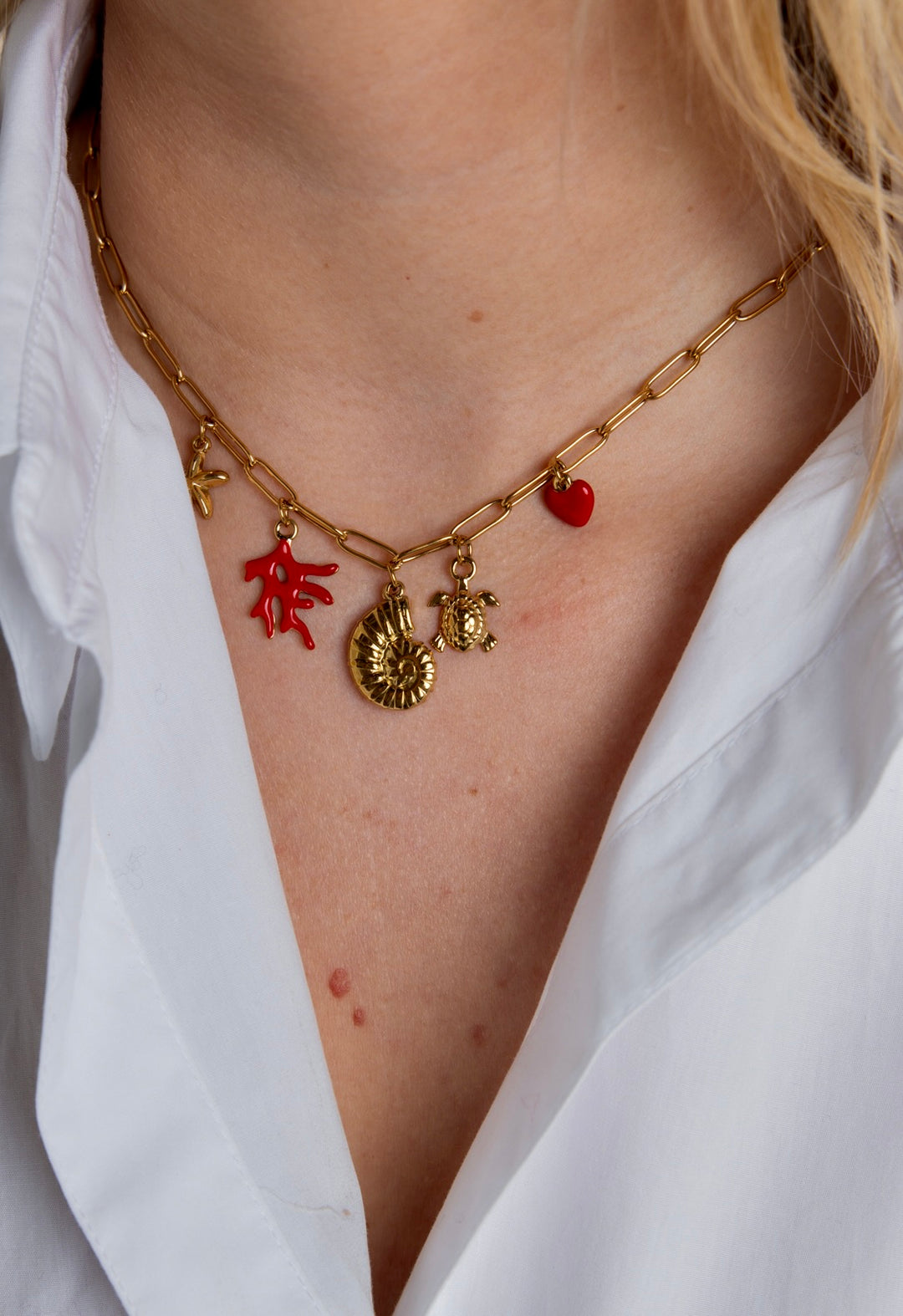 Red Seaweed Chain Necklace