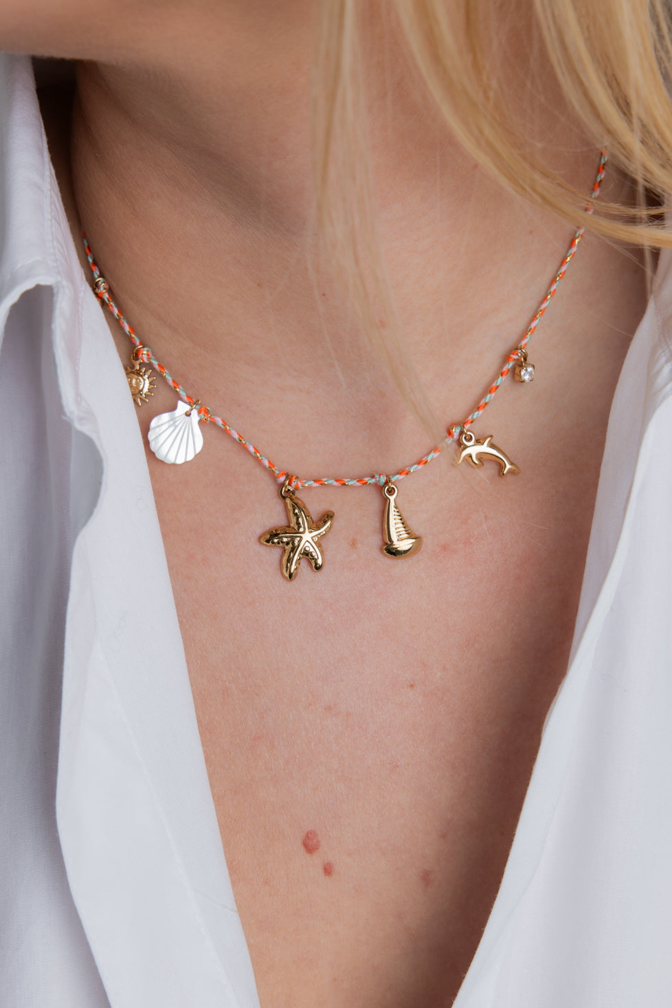 Orange Sea Cord Necklace