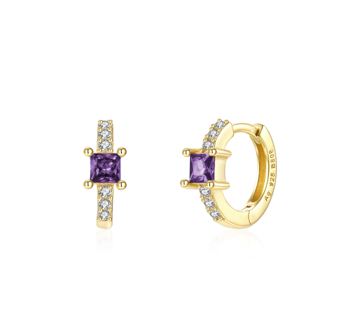 Diamond Lila Square Earring