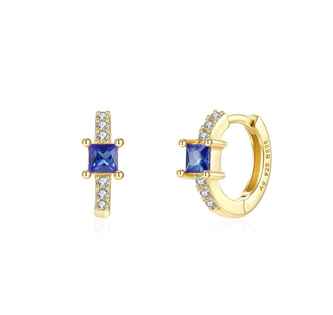 Diamond Blue Square Earring
