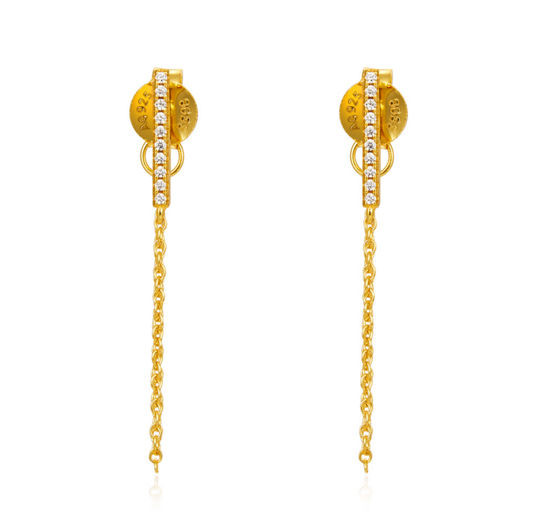 Diamond Bar Loop Earring