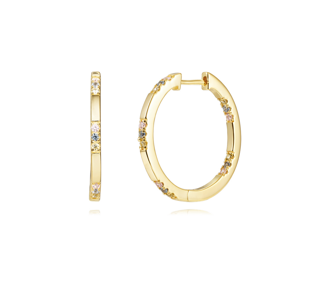 Large Mid Pastel Diamonds Hoop