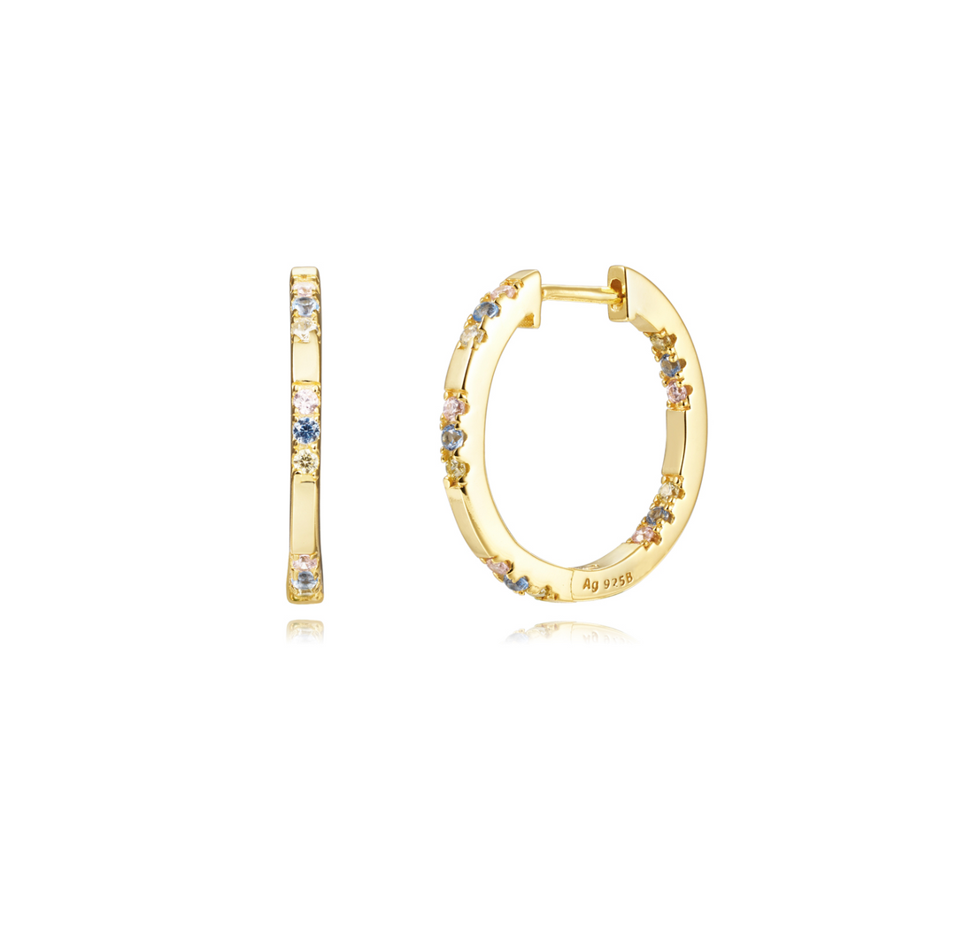 Mid Medium Pastel Diamond Hoop