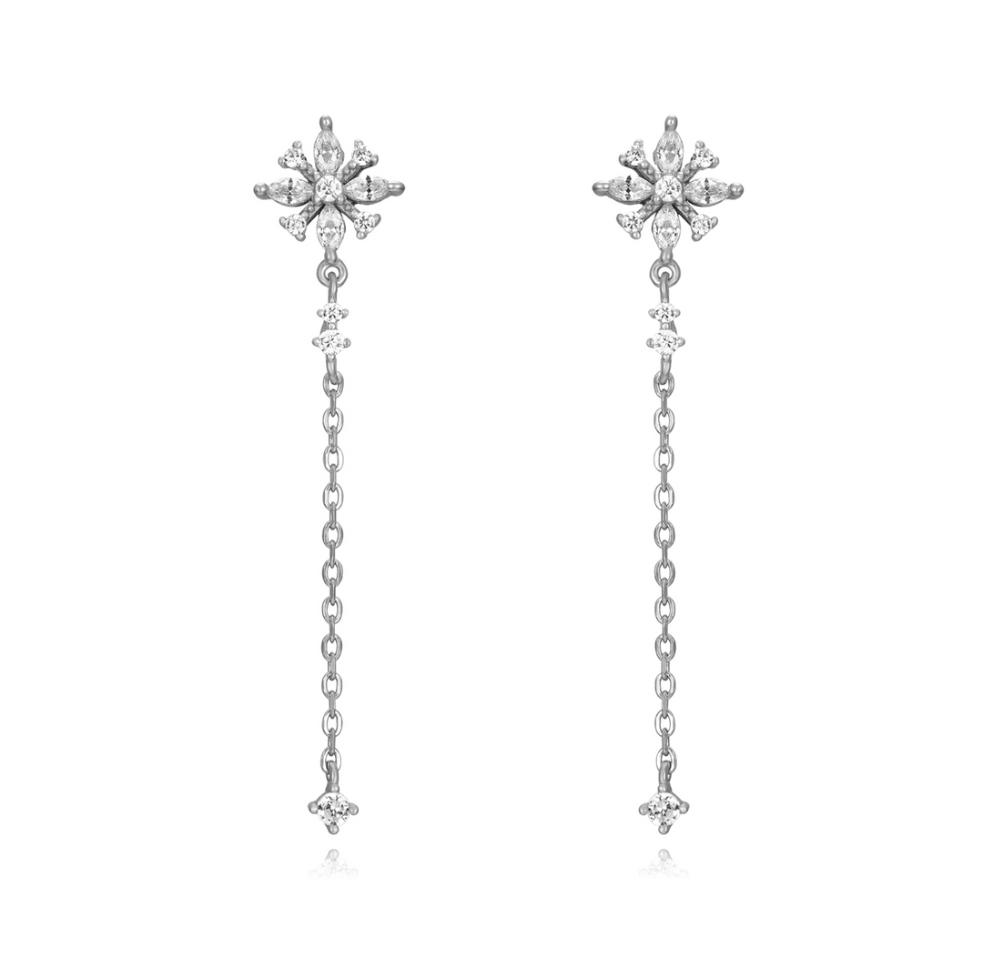 Long Star Earring Silver