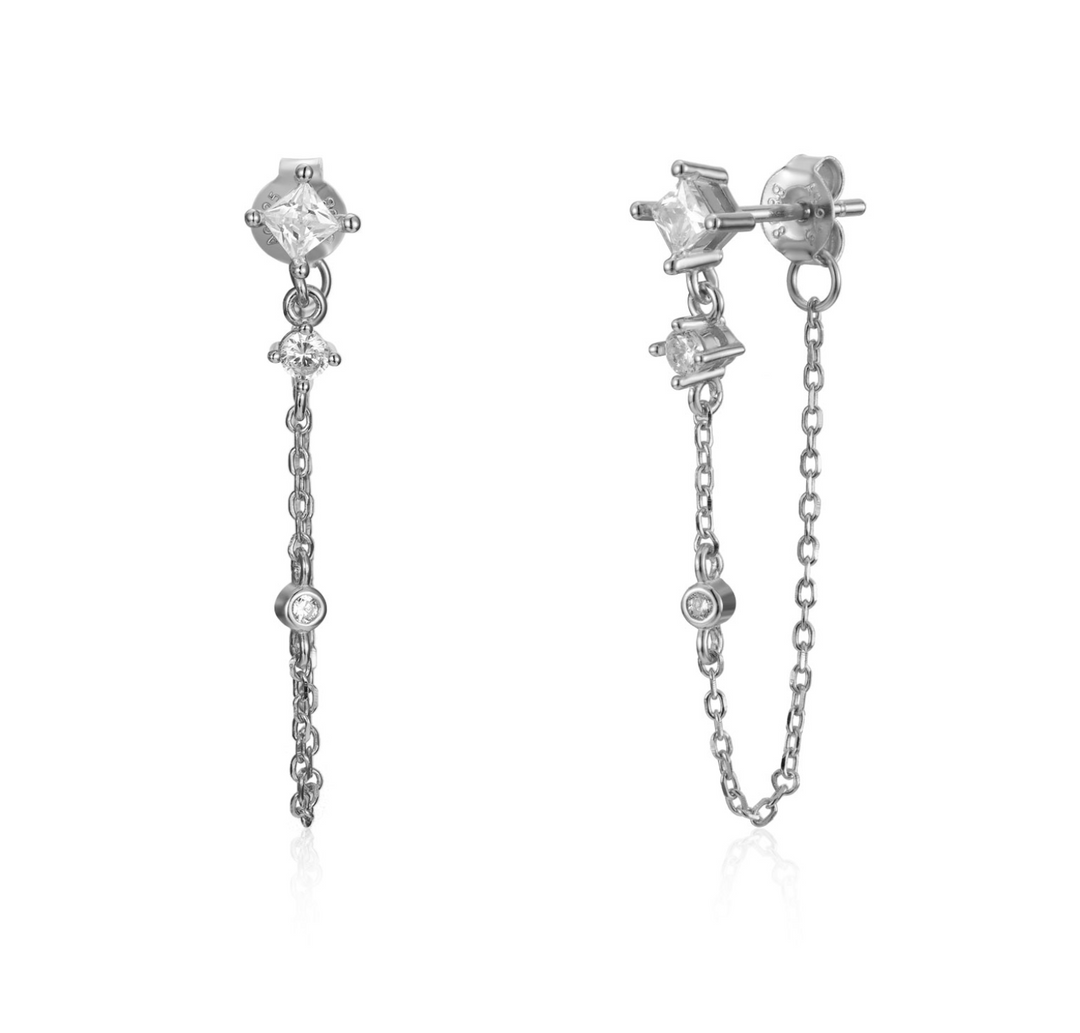 Silver Diamond Loopie Earring