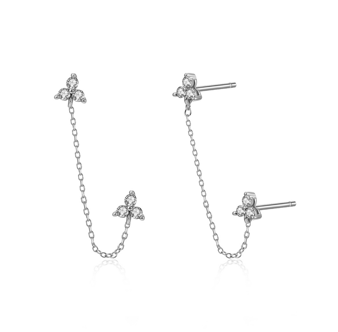 Double Flowers Earstud Silver