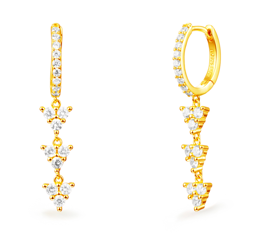 Triple Diamond Flower Earring