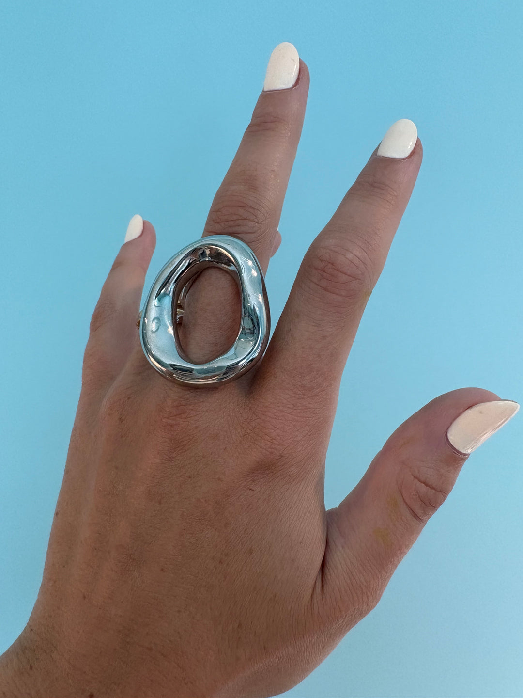 Open Oval Statement Ring Silver