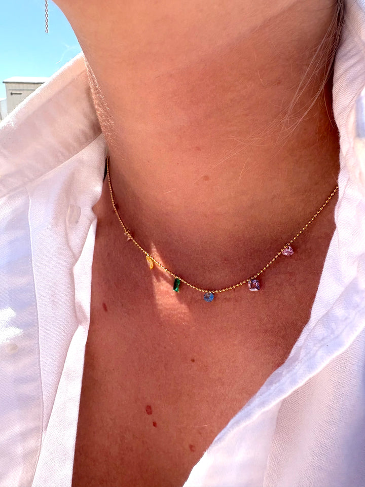 Colored Diamonds Drop Necklace
