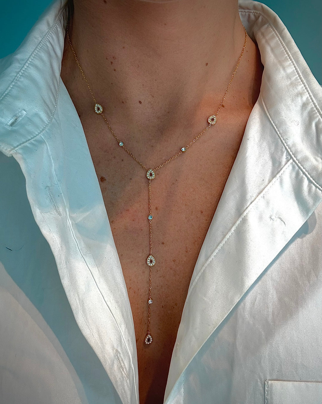 Long Oval Diamond Necklace