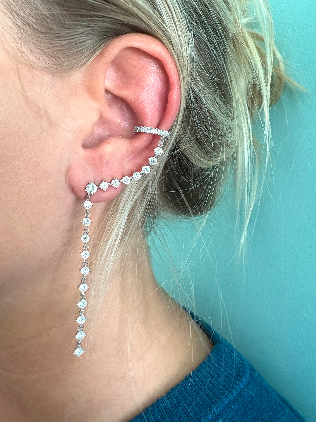 Long Drop Earcuff Silver