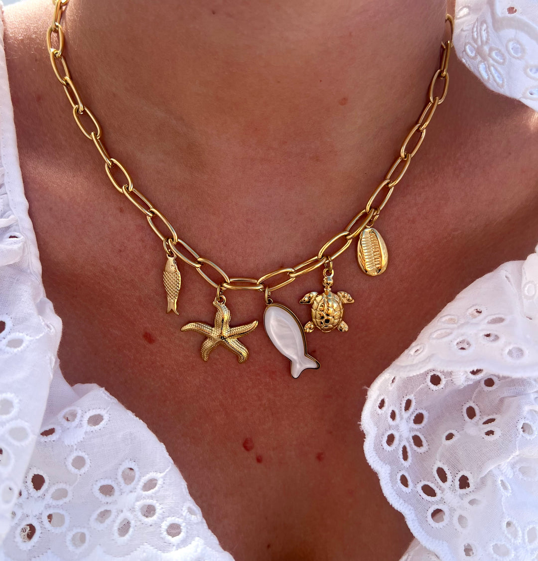 White Swimming Fishie Necklace