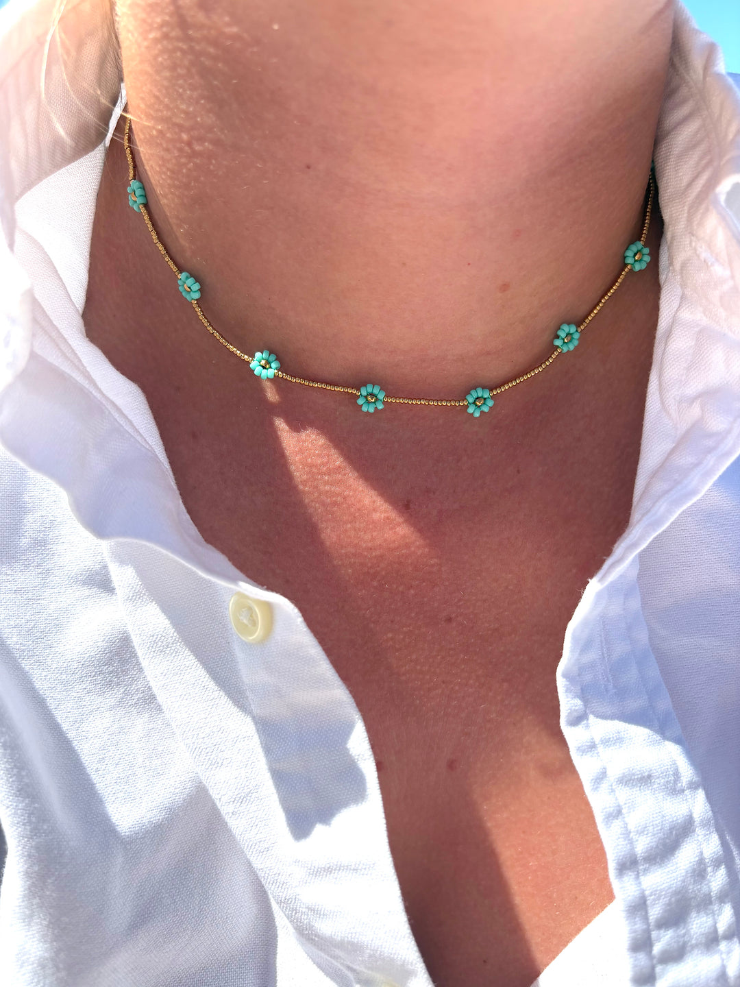 Fine turquoise gold necklace