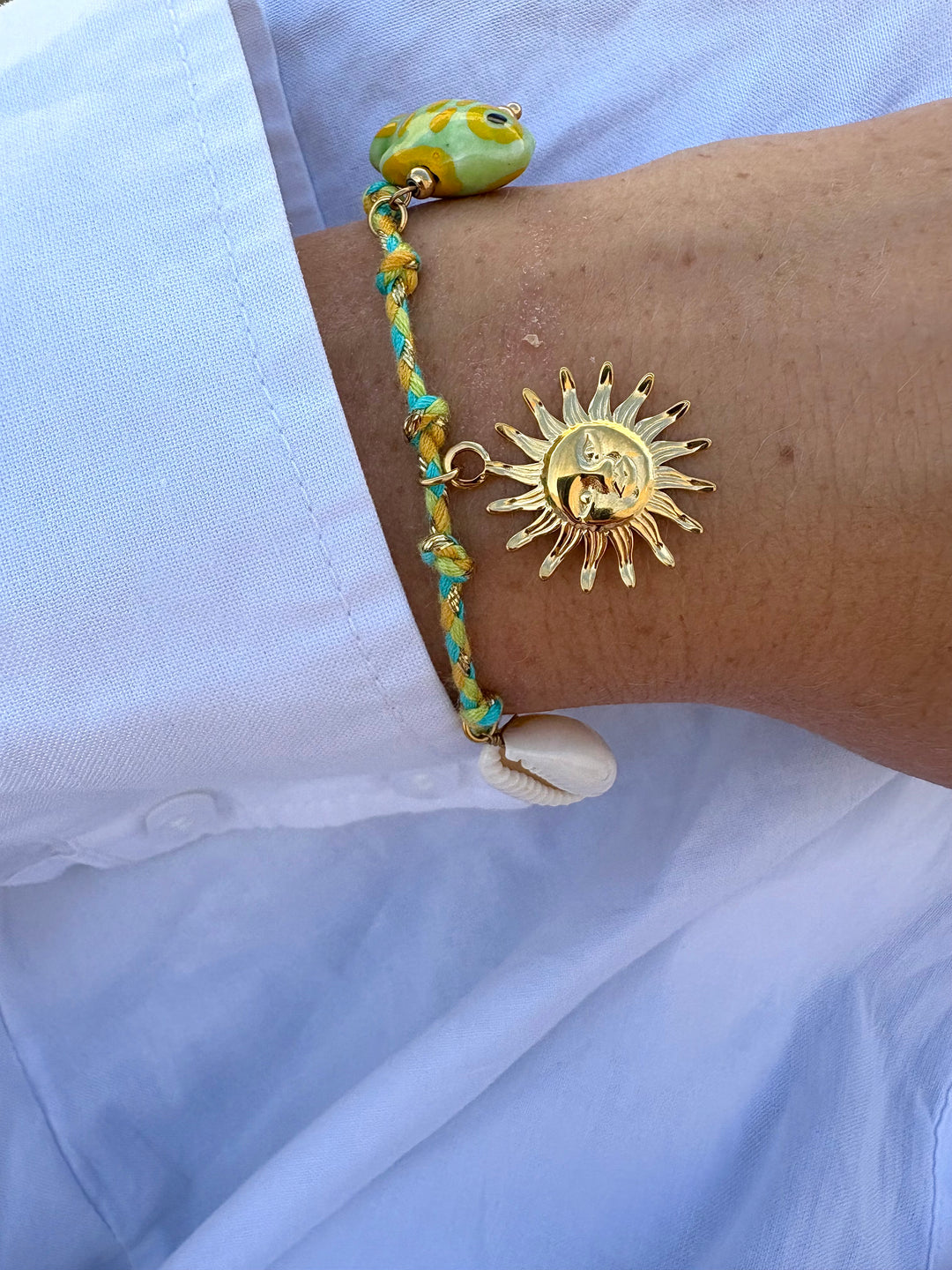 Green Yellow Fishie Cord Bracelet