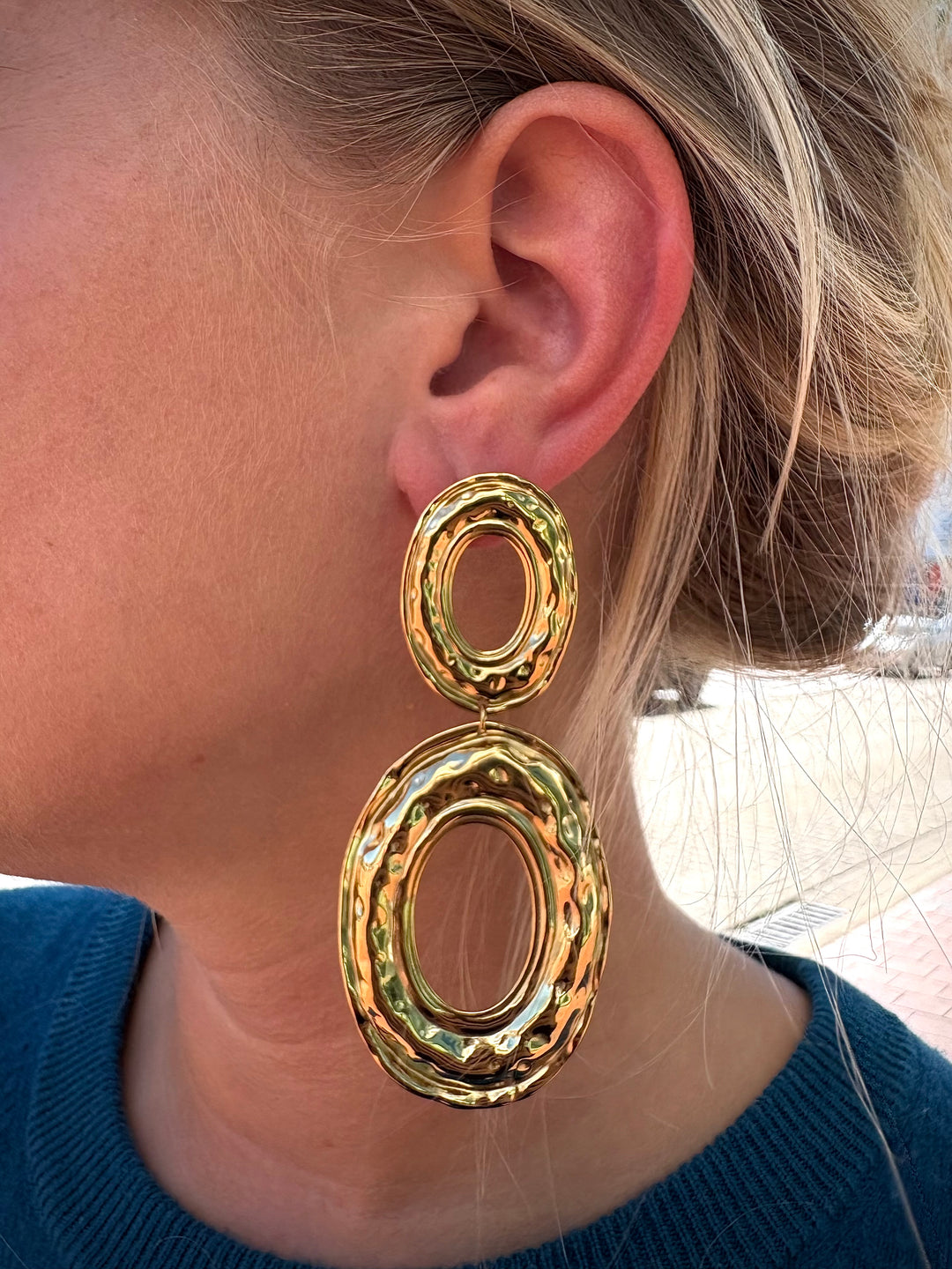 Big Gold Plate Earring Set