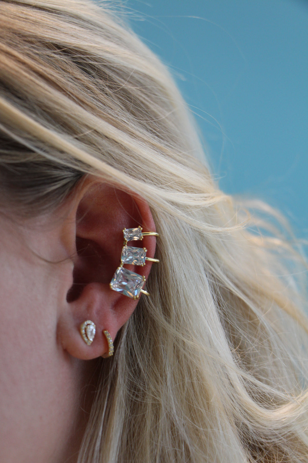 Triple Square Diamond Earcuff
