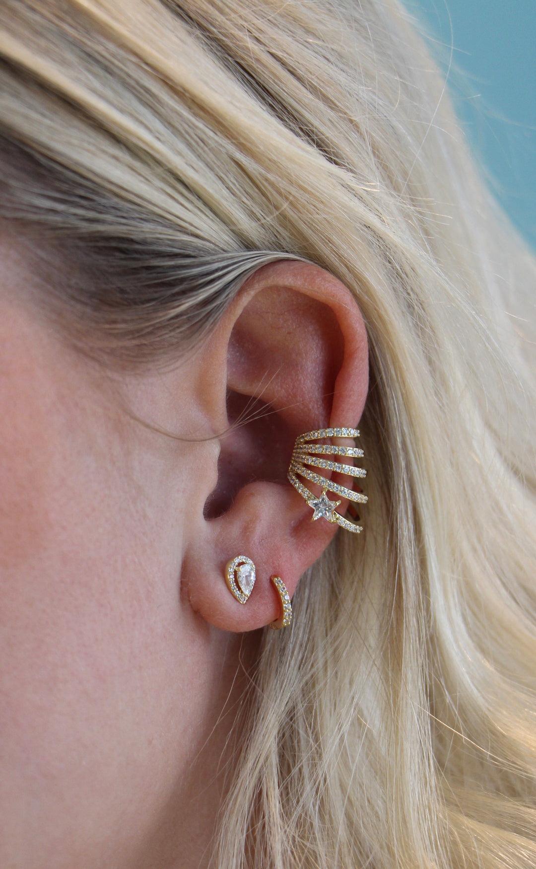 Spiral Diamond Star Earcuff
