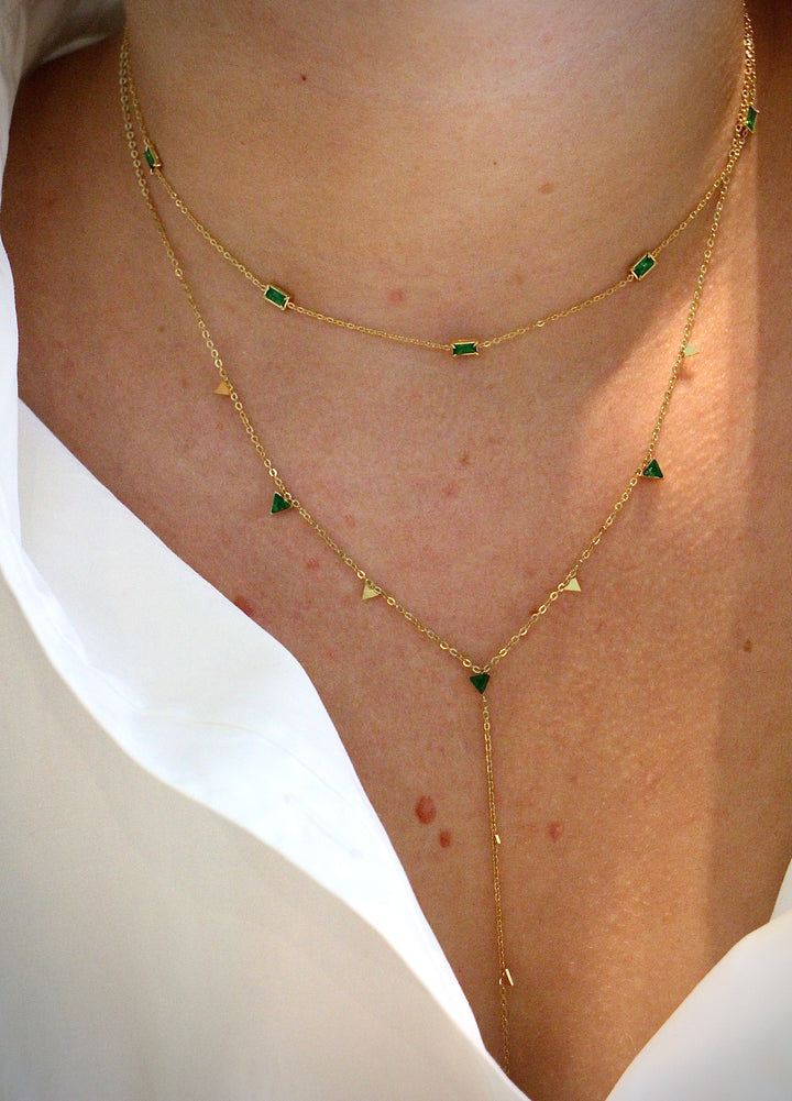 Green Long Triangle Necklace