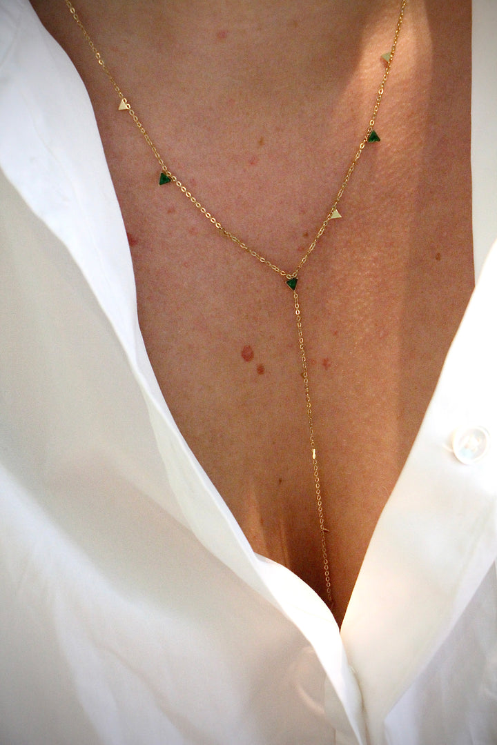 Green Long Triangle Necklace