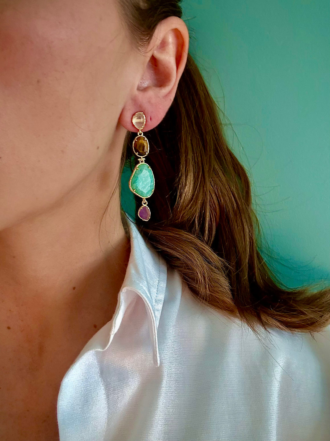 Brown Turquoise Lila Earrings