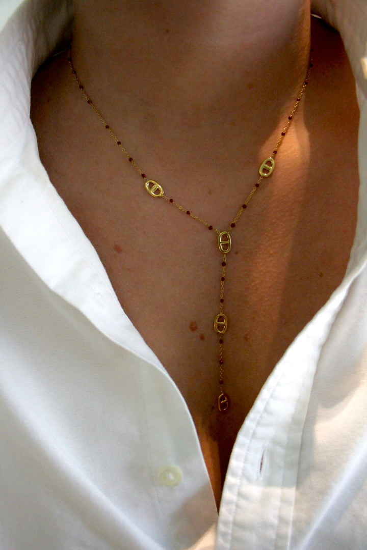 Bordeaux Long Signature Necklace