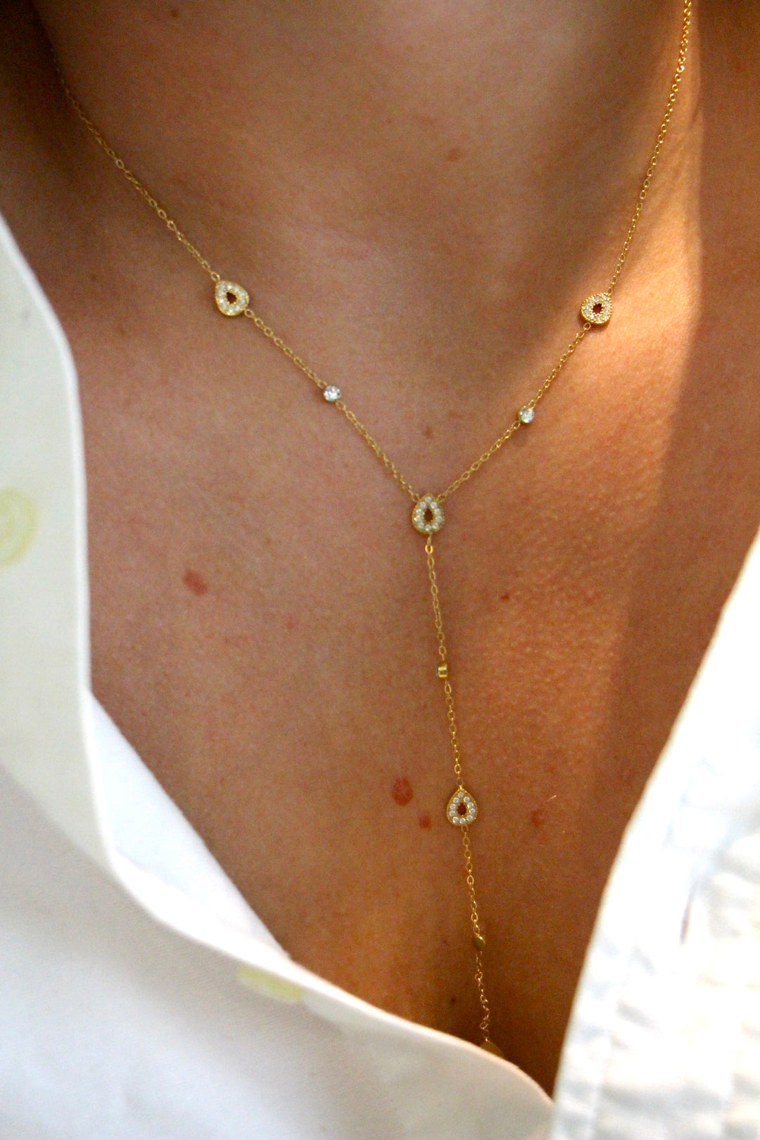 Long Oval Diamond Necklace