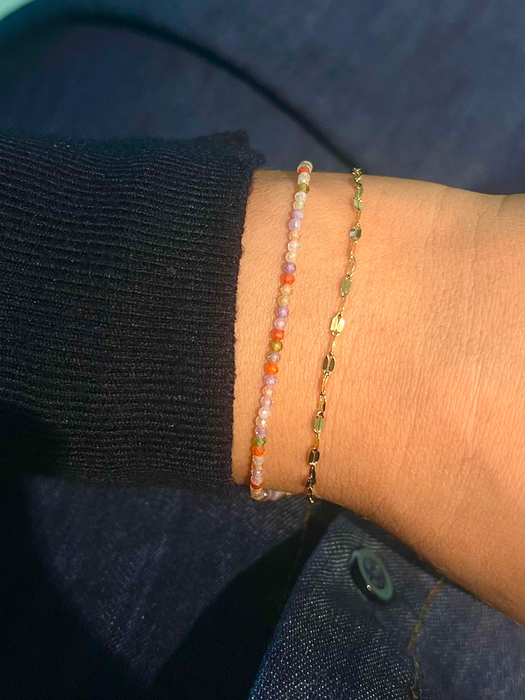 Dubbele lila oranje armband