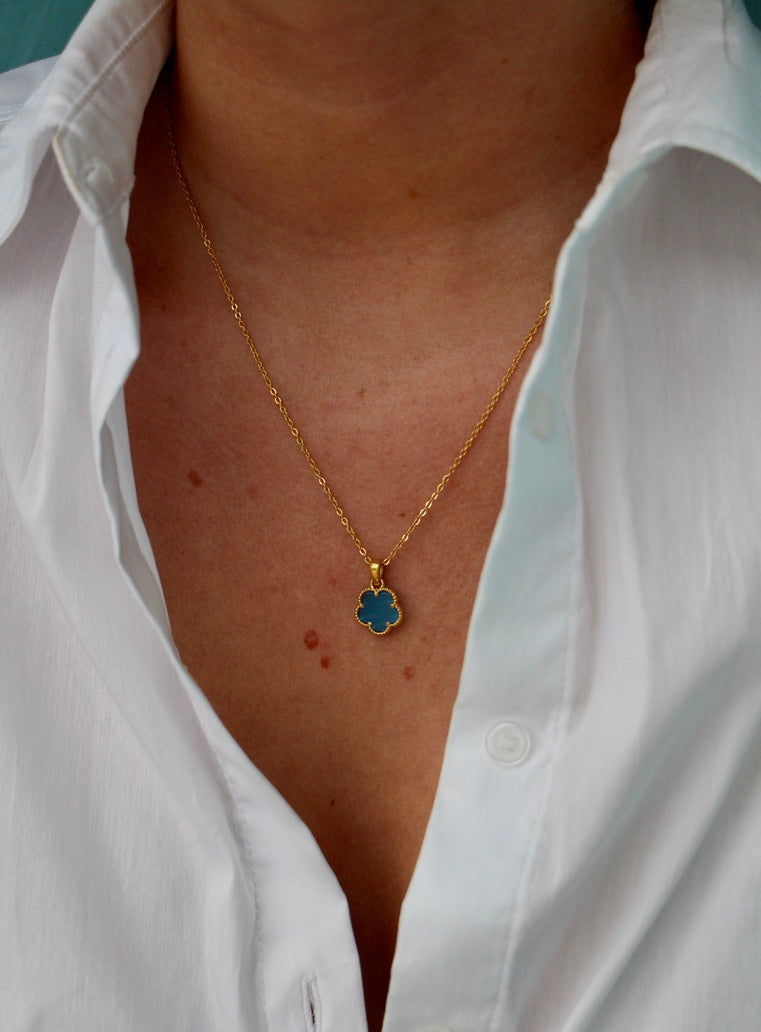 Blue Clover Necklace