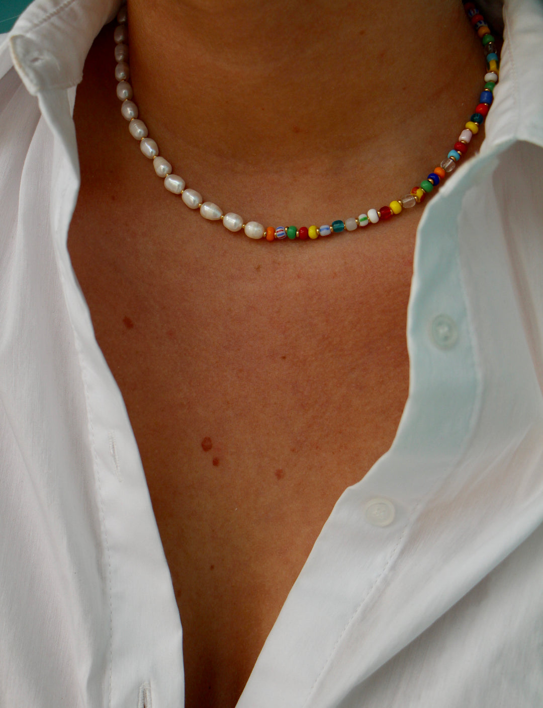 Pearl Colour Chain Necklace