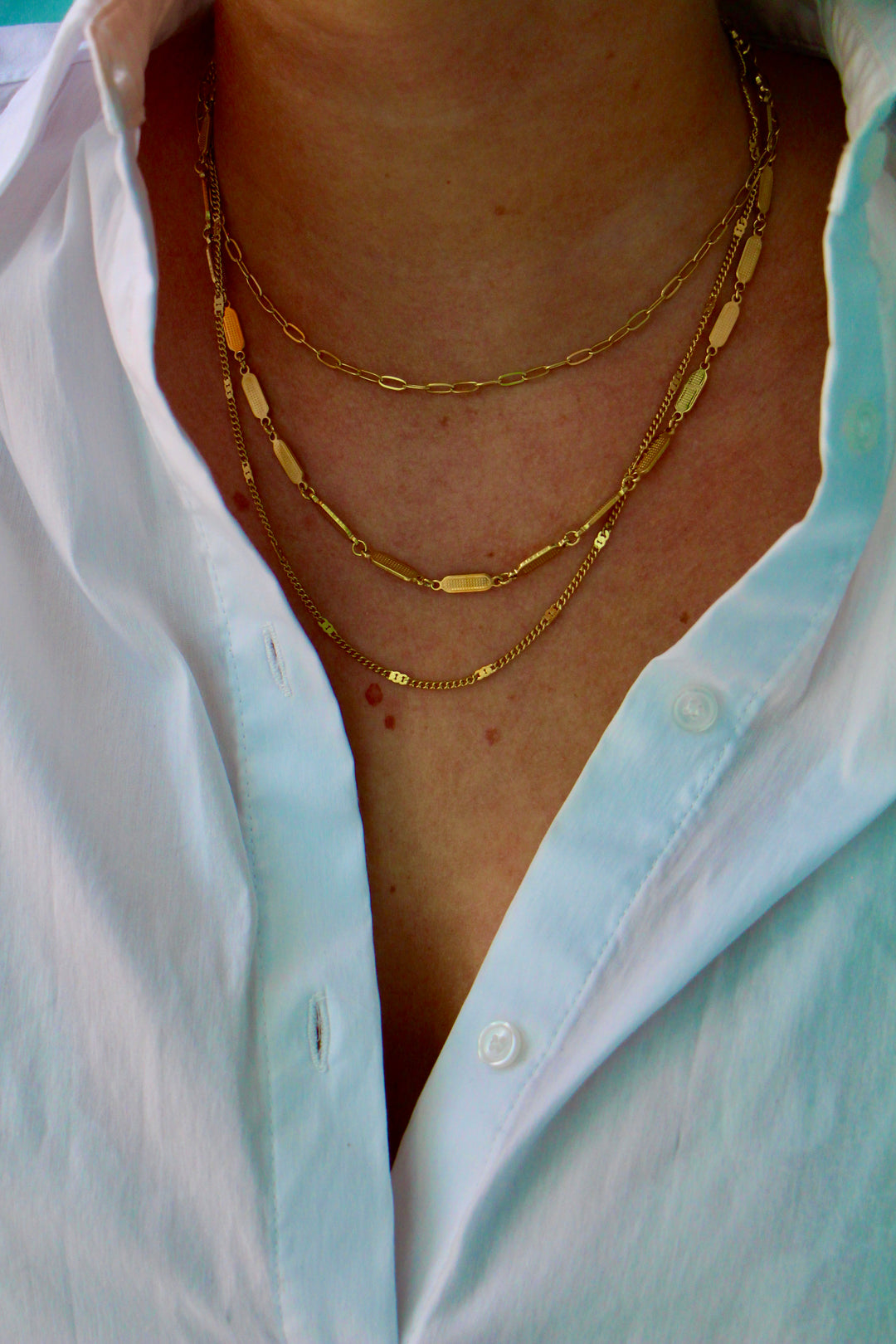 Triple Gold Chain Necklace