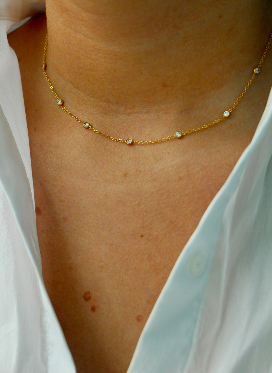 Diamanten stippen ketting