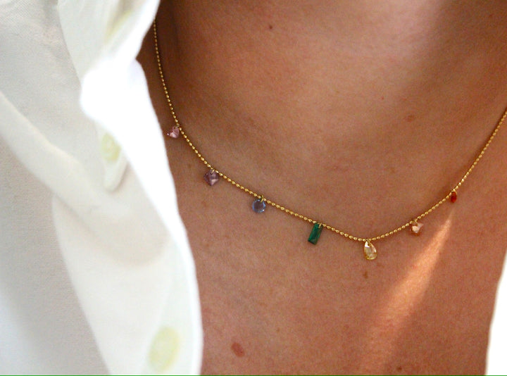 Colored Diamonds Drop Necklace